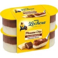 Mousse Duo de Chocolate Blanco la Lechera, Pack 4x59 G