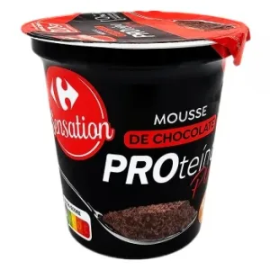Mousse Proteico Sabor Chocolate Carrefour Sensation sin Gluten 200 G.