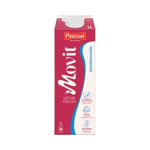 Pascual Movit Leche Semidesnatada de Vaca, con Calcio y con Alto Contenido en Vitamina D 1 L. 1000 ML
