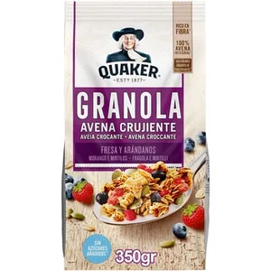 Muesli con Avena Crujiente, Fresa y Arándanos 100% Avena Integral sin Azúcares Añadidos Quaker 350 G