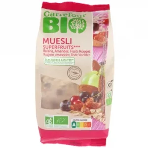 Muesli Ecológico Superfruits Carrefour Bio sin Azúcar Añadido 375 G.