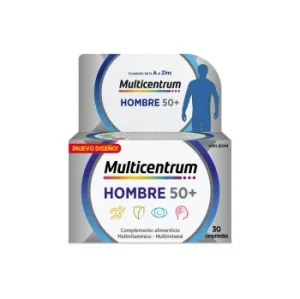 Multivitamínico y Multimineral en Comprimidos Hombre 50+ Multicentrum sin Gluten 30 Ud.