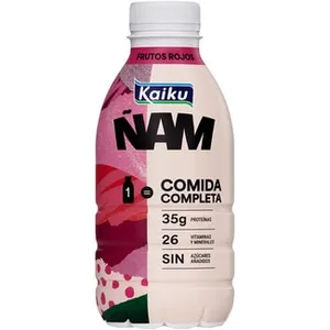 ÑAM Frutos Rojos 1 = Comida Completa 35g Proteínas 26 Vitaminas y Minerales sin Azúcares Añadidos Kaiku 500 ML