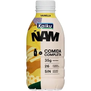 ÑAM Vainilla 1 = Comida Completa 35g Proteínas 26 Vitaminas y Minerales sin Azúcares Añadidos Kaiku 500 ML