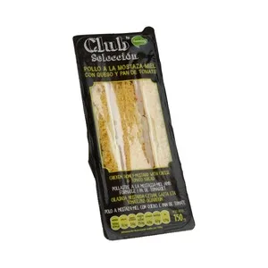 Ñaming Sandwich de Pan de Molde con Tomate Relleno de Pollo a la Mostaza-miel con Queso Ñaming Club Selección 150 G.