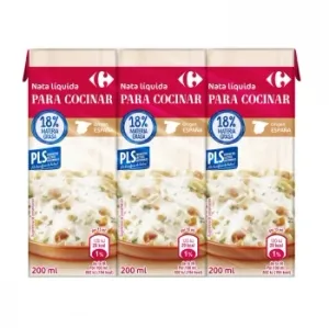 Nata Líquida para Cocinar Carrefour Pack de 3 Unidades de 200 Ml.