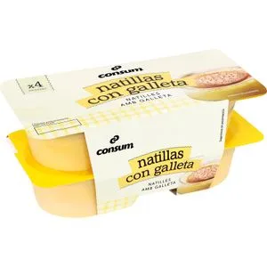 Natillas de Vainilla con Galleta Pack de 4 U. 4 X 125 Gr