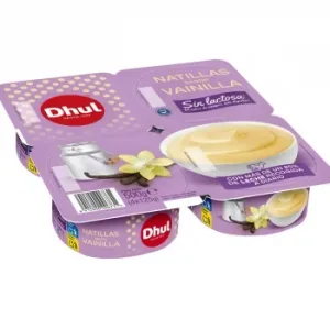 Natillas de Vainilla Dhul sin Lactosa Pack de 4 Unidades de 125 G.