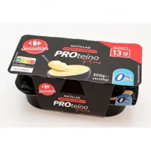 Natillas Sabor Vainilla Proteína Plus Carrefour Sensation Pack de 4 Unidades de 125 G.