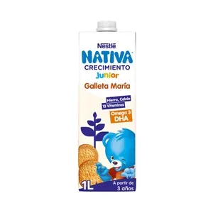 Nativa Junior de Nestlé Leche de Crecimiento con Sabor a Galleta Maria, a Partir de 3 Años 1 L. 1000 ML