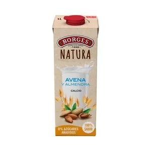 Borges Natura Bebida Vegetal de Avena y Almendra, sin Azúcares Añadidos 1 L. 1000 ML