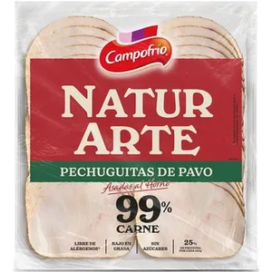 Naturarte Pechuguitas de Pavo en Lonchas Asadas al Horno 99% Carne bajo en Grasa sin Azúcares Campofrio