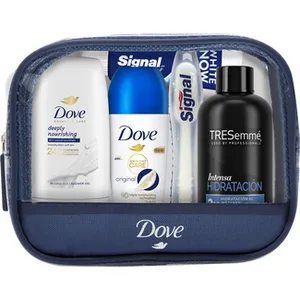 Neceser con Gel de Ducha Hidratación Profunda 55 Ml + Antitranspirante en Roll On 50 Ml + Champú T Hidratación Intensa 100 Ml + Dentrífico Signal 14 Ml y Cepillo Dental Dove