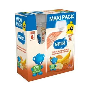 Nestlé Bolsita de Fruta (plátano y Naranja) y Galleta, a Partir de 6 Meses Nestlé 4 X 90 G. 360 G