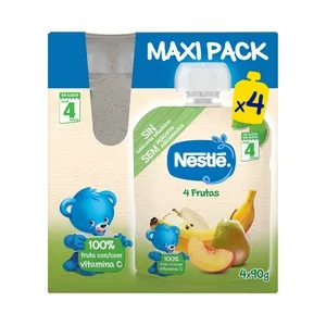 Nestlé Bolsitas de Fruta (plátano, Pera, Manzana y Melocotón) a Partir de 4 Meses 4 X 90 G. 360 G