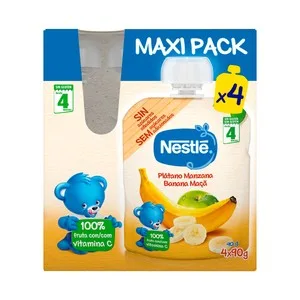 Nestlé Bolsitas de Fruta (plátano y Manzana) a Partir de 4 Meses 4 X 90 G. 360 G