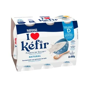 Nestlé Kefir Líquido Natural, Elaborado con Fermentos Lácteos y Levaduras de 6 X 100 G. 588 ML