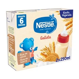 Nestlé Papilla Líquida de Cereales con Galleta, a Partir de 6 Meses 2 X 250 Ml. 500 ML