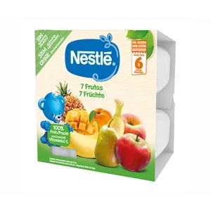 Nestlé Tarrinas de Plátano, Mango, Pera, Piña, Albaricoque, Melocotón y Manzana, a Partir de 6 Meses 4 X 100 G. 400 G