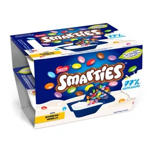 Nestlé Yogur de Vainilla con Grageas de Chocolate con Leche Smarties Mix-in 2 X 128 G. 256 G