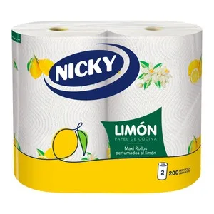 Nicky Limón Papel de Cocina Maxi (200 Usos) Perfumados al Limón 2 Uds.