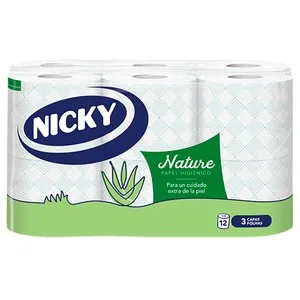 Nicky Nature Papel Higiénico de 3 Capas con Aloe Vera 12 Rollos 12 UD