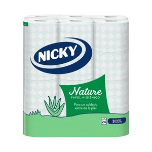 Nicky Nature Papel Higiénico de 3 Capas con Aloe Vera 24 Rollos 24 UD