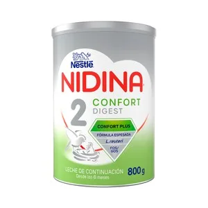 Nidina Confort Digest  Leche (2) de Continuación, a Partir de 6 Meses 800 G.