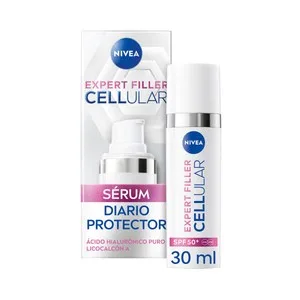 Nivea Expert Filler Cellular Sérum Facial Protector con FPS 50 y Ácido Hialurónico Puro 30 Ml.