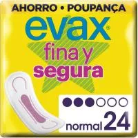Compresa Normal sin Alas Evax Fina y Segura, Paquete 24 Uds