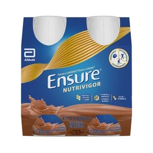 Ensure Nutrivigor Complemento Nutricional para Adultos, Listo para Beber con Sabor a Chocolate 4 X 220 Ml. 880 ML