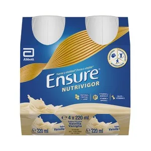 Ensure Nutrivigor Complemento Nutricional para Adultos, Listo para Beber con Sabor a Vainilla 4 X 220 Ml. 880 ML