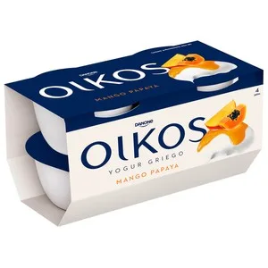 Oikos de Danone Yogur Griego con Mango y Papaya 4 X 110 G. 440 G