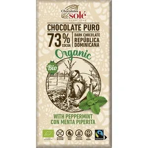 Organic Bio Chocolate Puro 73% Cacao de República Dominicana con Menta Ecológico sin Guten Sole