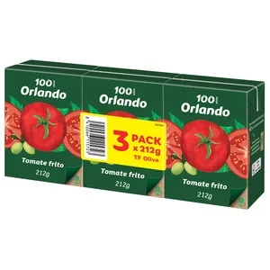 Orlando Tomate Frito con Aceite de Oliva Virgen Extra Brik de 3 Uds X 212 G. 630 G