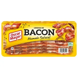 Oscar Mayer Bacon Ahumado con Humo de Madera de Haya, sin Gluten y Cortado en Lonchas Oscar Mayer 150 G.