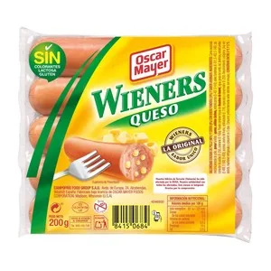 Oscar Mayer Wieners Salchichas Cocidas (pollo - Cerdo) con Queso Fundido y Sabor Ahumado 200 G.