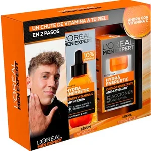 Pack Hydra Energetic con Crema Cuidado Hidratante Anti-fatiga 24h Vitamina C + Magnesio + Sérum Facial Anti-fatiga con Vitamina C Pura L'oreal MEN Expert