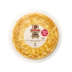 Palacios Receta Casera Tortilla de Patata con Cebolla Hecha con Huevos de Gallinas Sueltas en el Gallinero 1300 G.