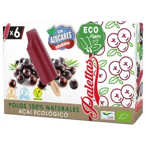 Palettas Polos de Acai Proviniente de Agricultura Ecológica 6 X 55 Ml. 360 ML