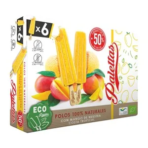 Palettas Polos Ecológicos Naturales de Mango 6 X 55 Ml. 330 ML