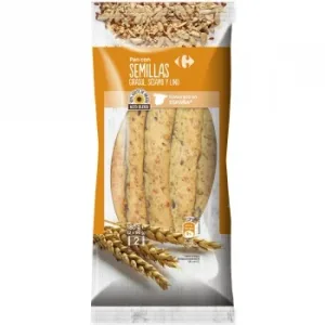 Palitos de Pan con Semillas de Girasol, Sésamo y Lino Carrefour Pack de 2x90 G.