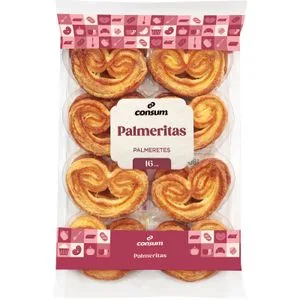 Palmeritas Hojaldre 16 Unidades 180 Gr