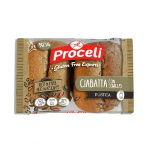 Pan Ciabatta con Semillas Proceli sin Gluten y sin Lactosa 120 G.