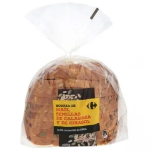 Pan de Hogaza de Maíz, Semillas de Calabaza y de Girasol Carrefour 400 G.