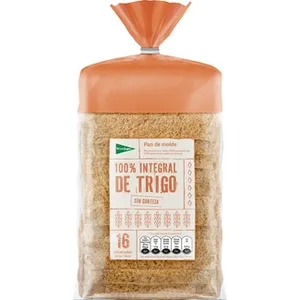 Pan de Molde 100% Integral de Trigo sin Corteza 16 Rebanadas el Corte Ingles