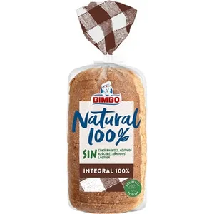 Pan de Molde 100%  Integral y 100% Natural sin Azúcares Añadidos y sin Lactosa  Bimbo 460 G
