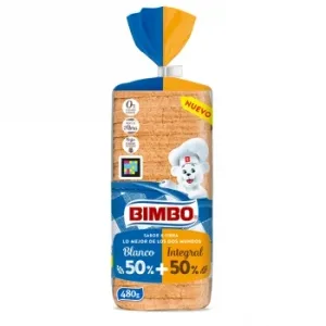 Pan de Molde 50% Blanco y 50% Integral Bimbo 480 G.