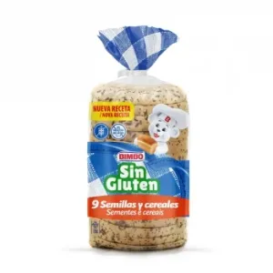 Pan de Molde 9 Semillas y Cereales Bimbo sin Gluten y sin Lactosa 375 G.