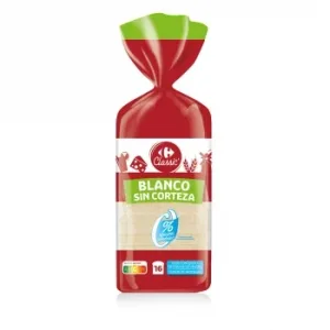Pan de Molde sin Corteza Carrefour Classic 450 G.